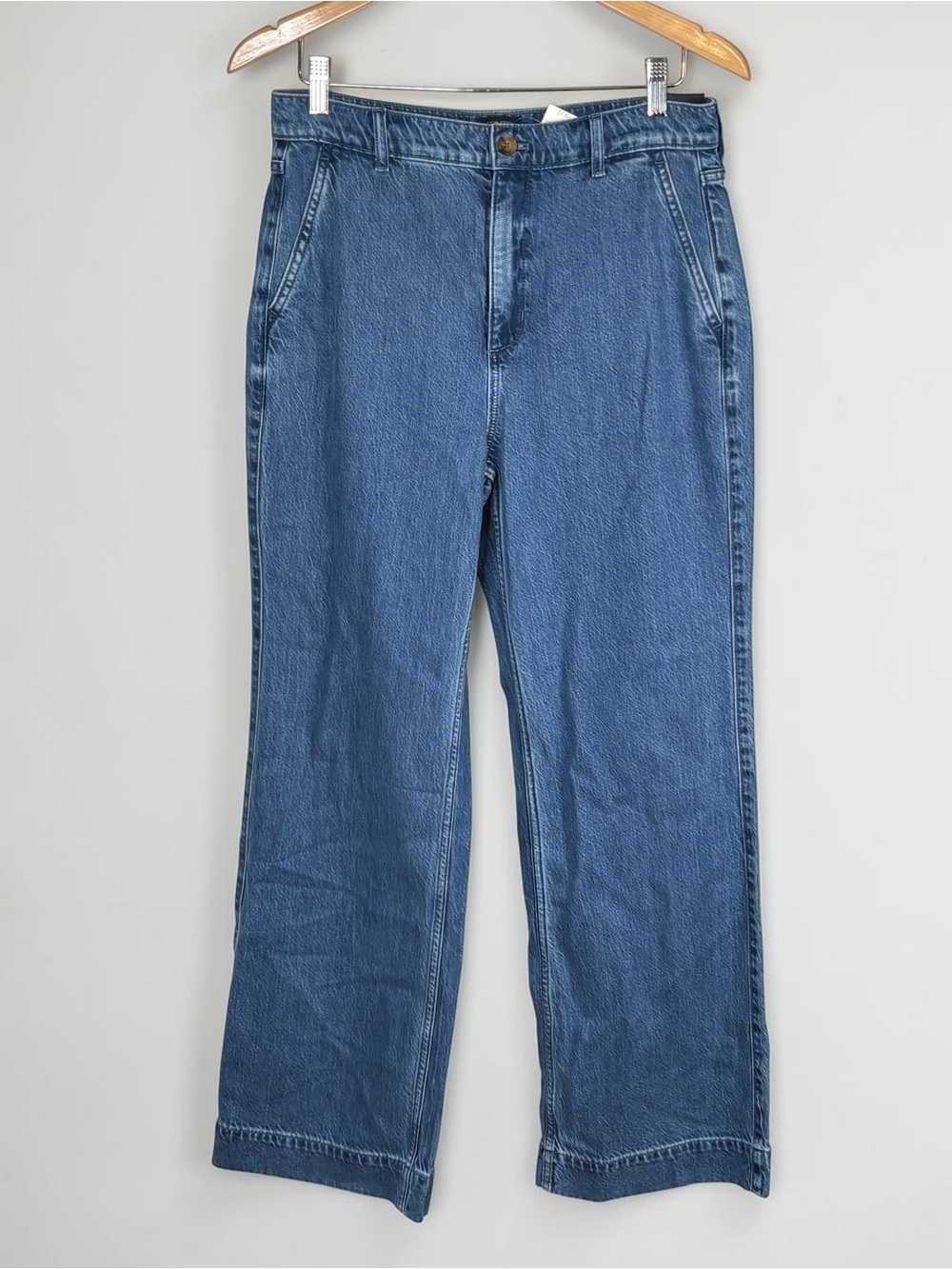 NWT J.Crew Drapey Wide-Leg Trouser Jeans Faded Indigo Blue CG429 Size 29 - Picture 2 of 12
